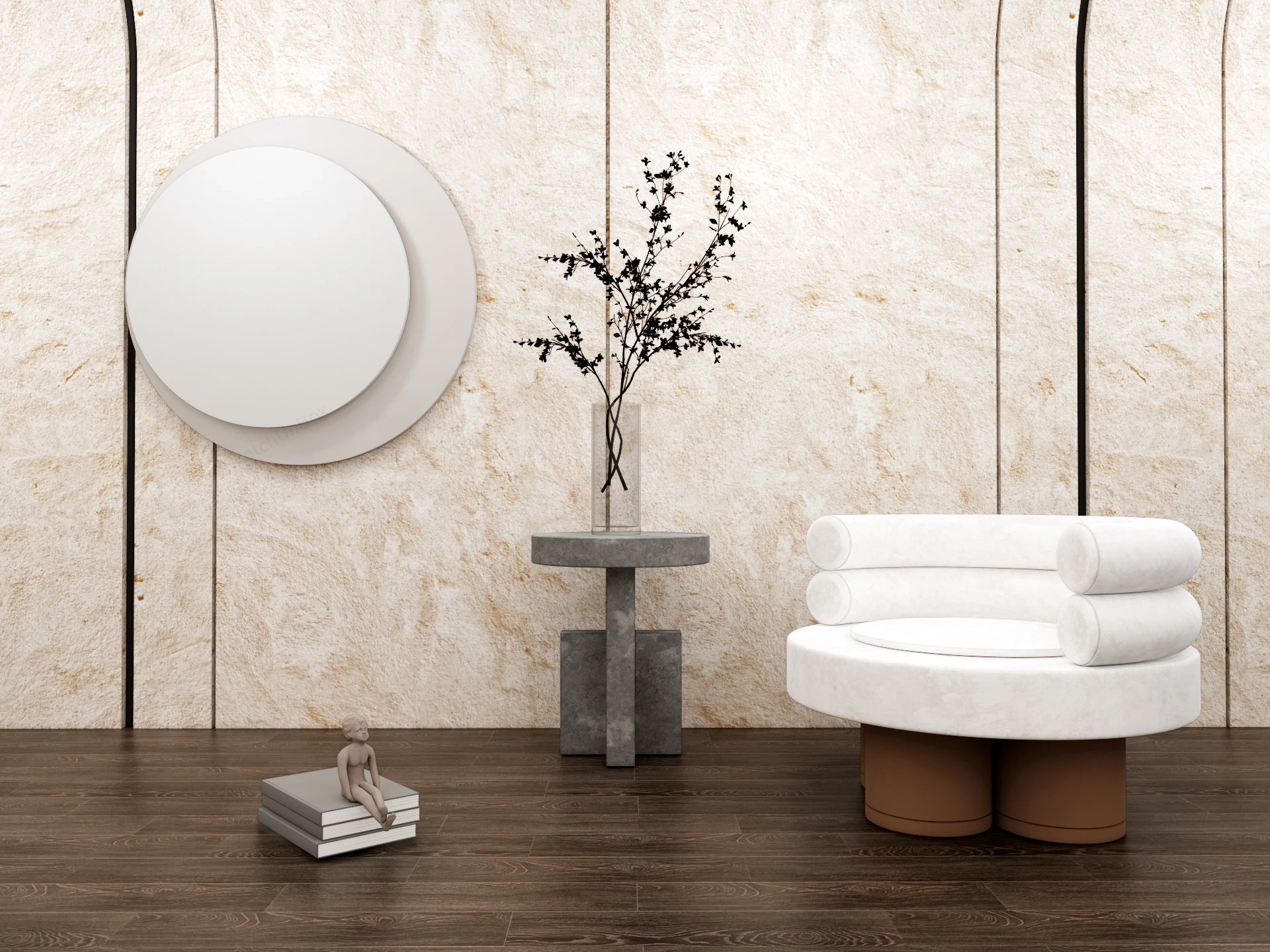 Accent Table And Chair Set sketchup model preview - SketchupBox