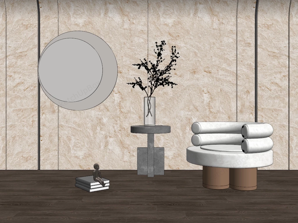 Accent Table And Chair Set sketchup model preview - SketchupBox