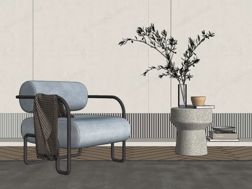 Lounge Chair And Table Set sketchup model preview - SketchupBox