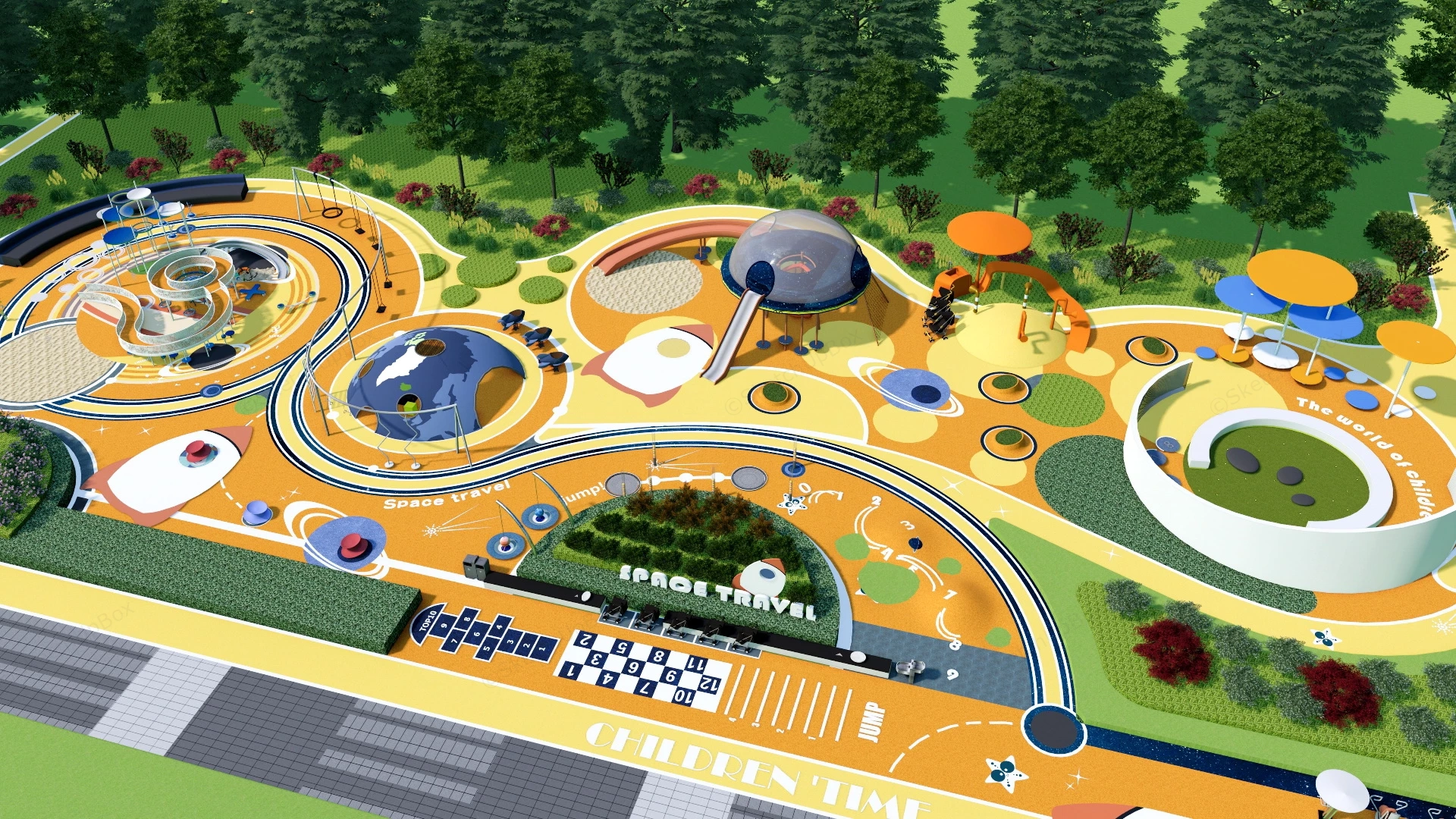 Space Travel Playground Design sketchup model preview - SketchupBox