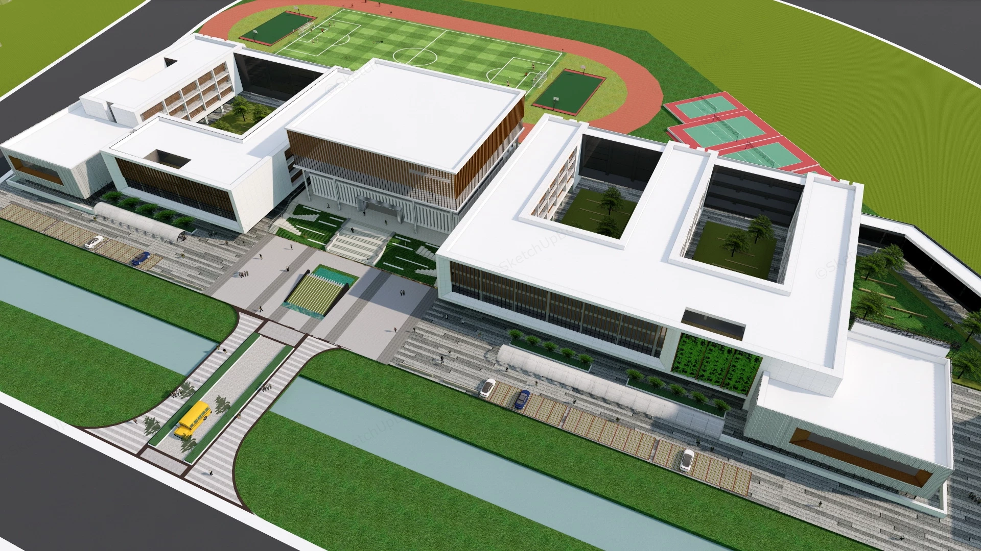 College Campus Design Plan sketchup model preview - SketchupBox