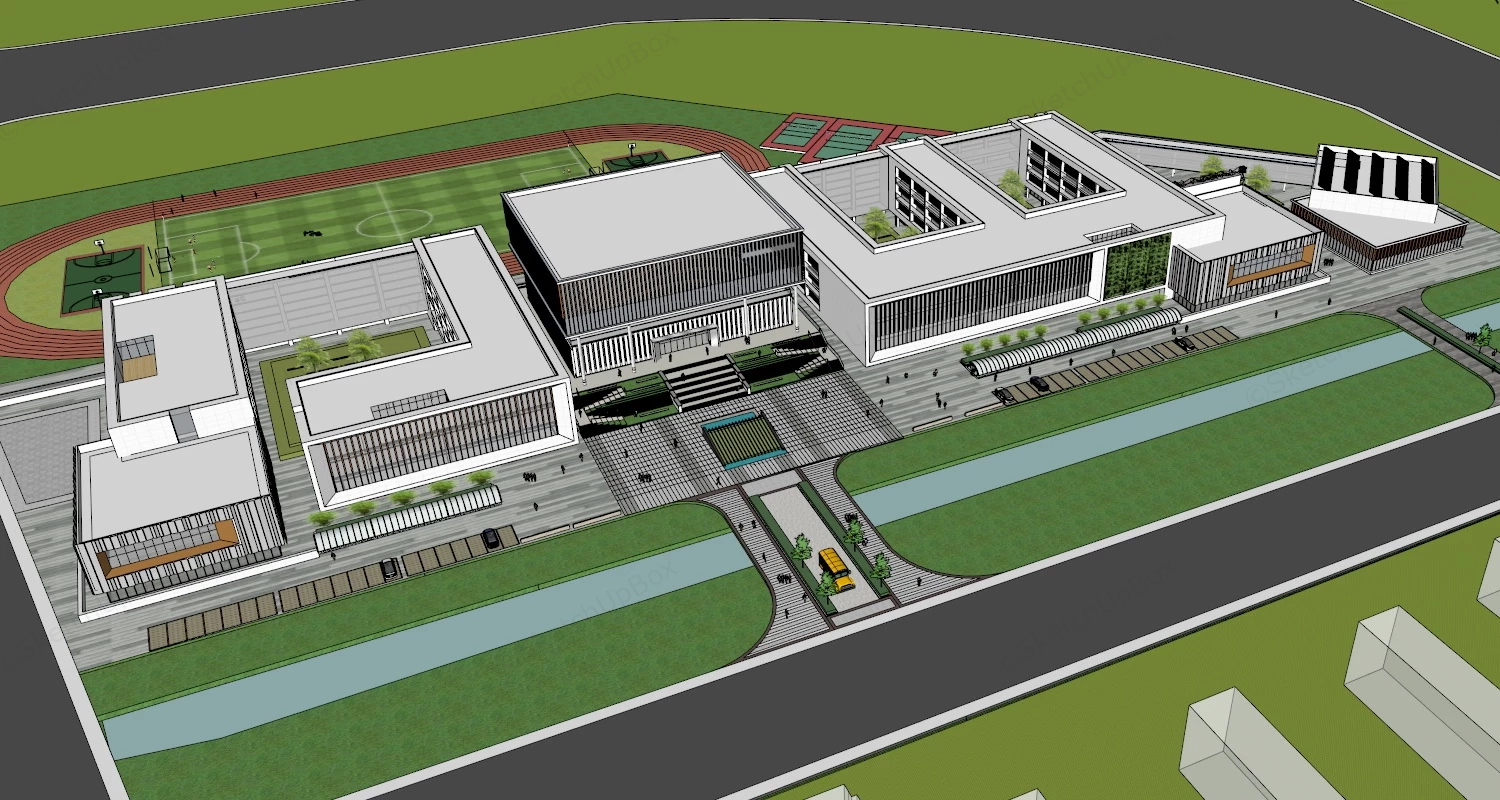 College Campus Design Plan sketchup model preview - SketchupBox