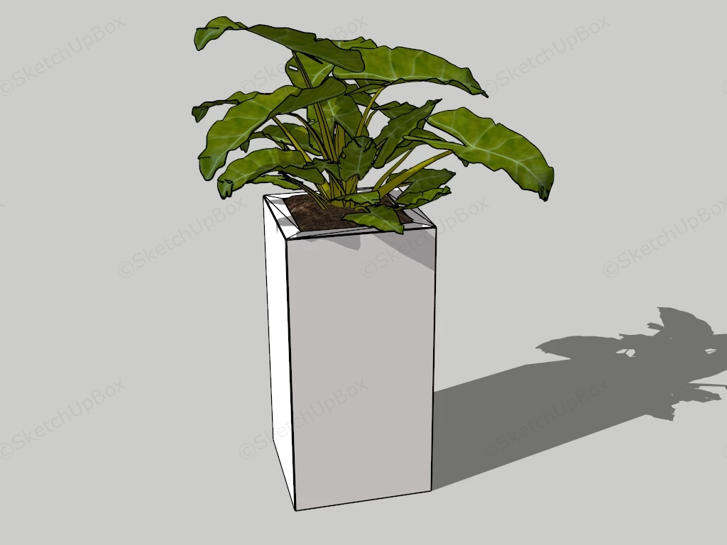 Column White Tall Planter sketchup model preview - SketchupBox