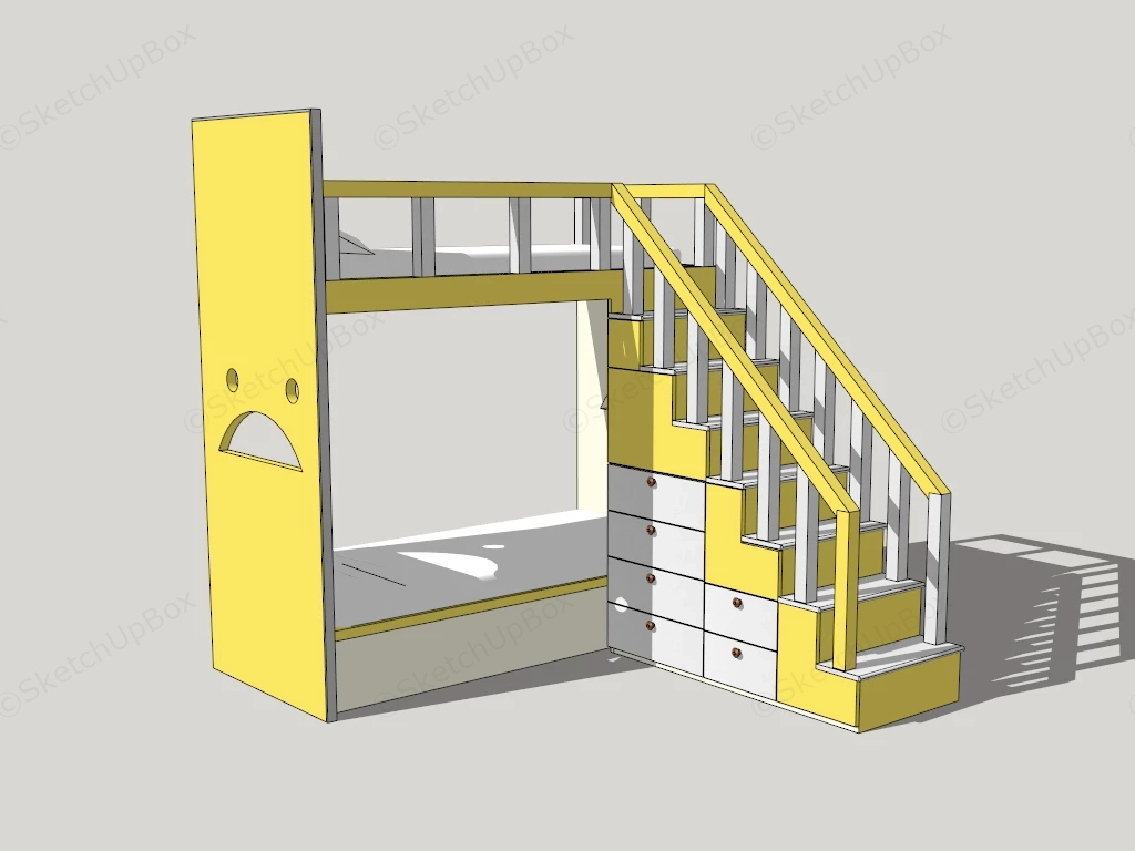 Bunk Bed With Stairs And Storage sketchup model preview - SketchupBox