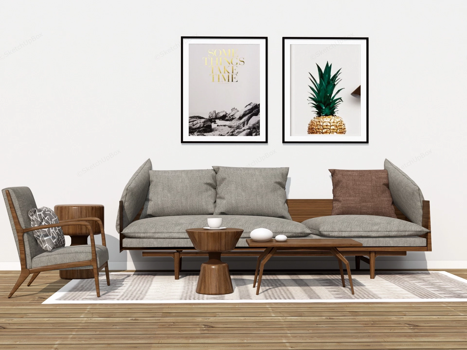 Zen Living Room Furniture Set sketchup model preview - SketchupBox