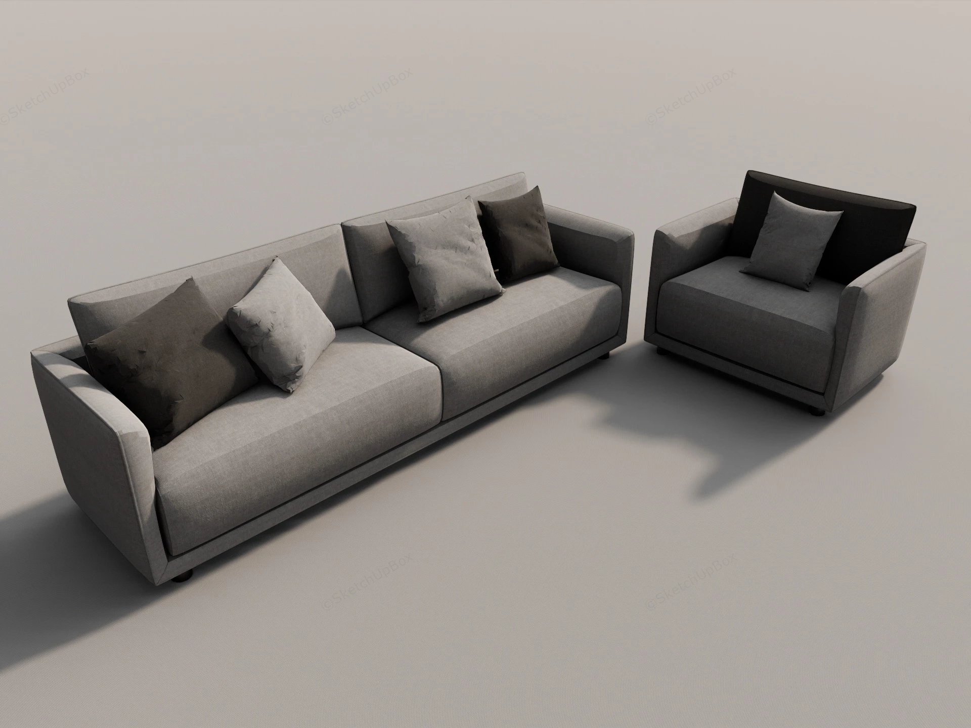 Grey Fabric Sofa sketchup model preview - SketchupBox