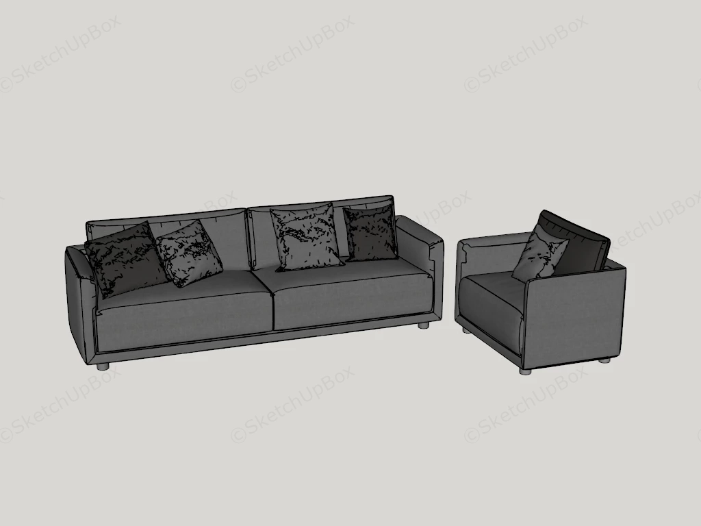 Grey Fabric Sofa sketchup model preview - SketchupBox
