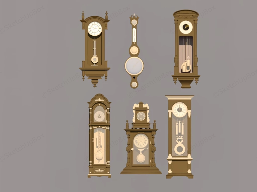 Antique Wall Clocks And Floor Clocks sketchup model preview - SketchupBox