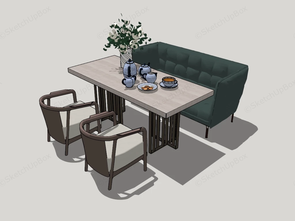 Booth Dining Room Set sketchup model preview - SketchupBox