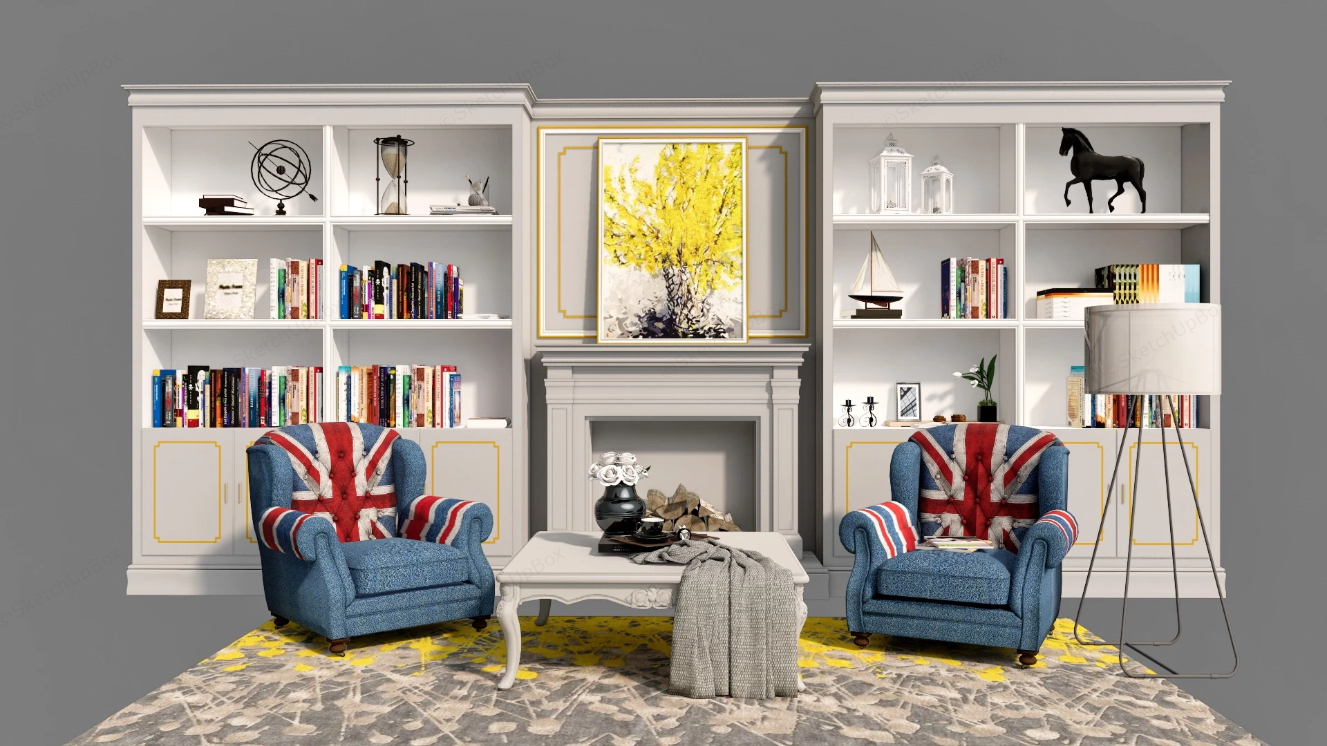 Living Room Reading Nook Furniture sketchup model preview - SketchupBox