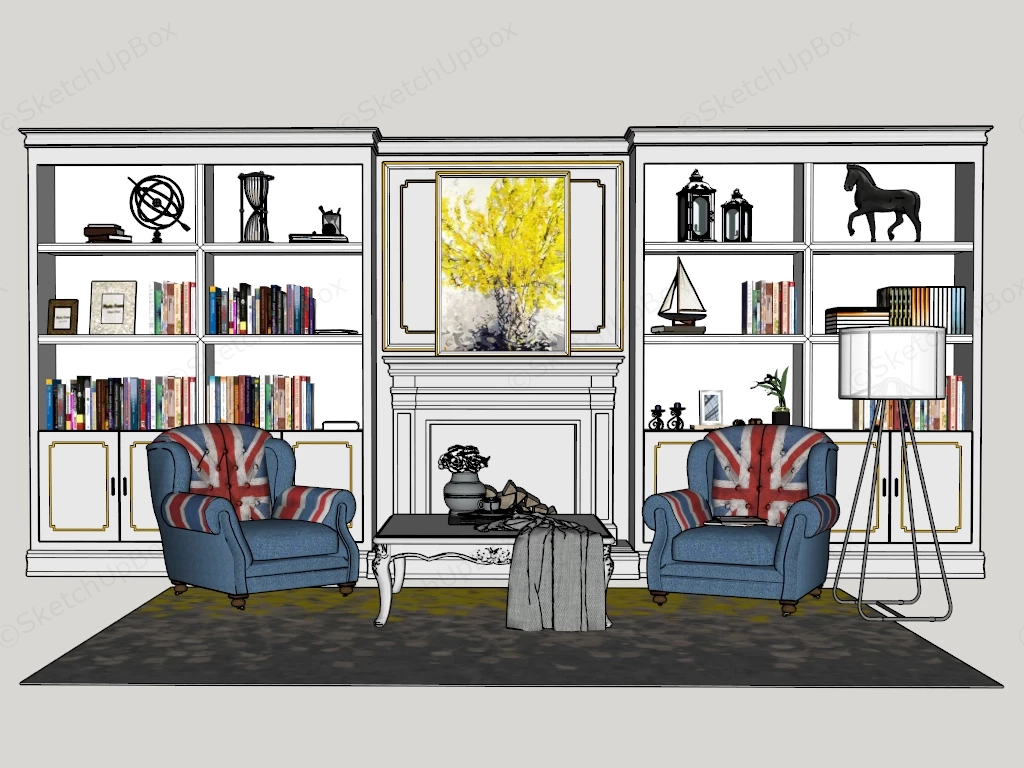 Living Room Reading Nook Furniture sketchup model preview - SketchupBox
