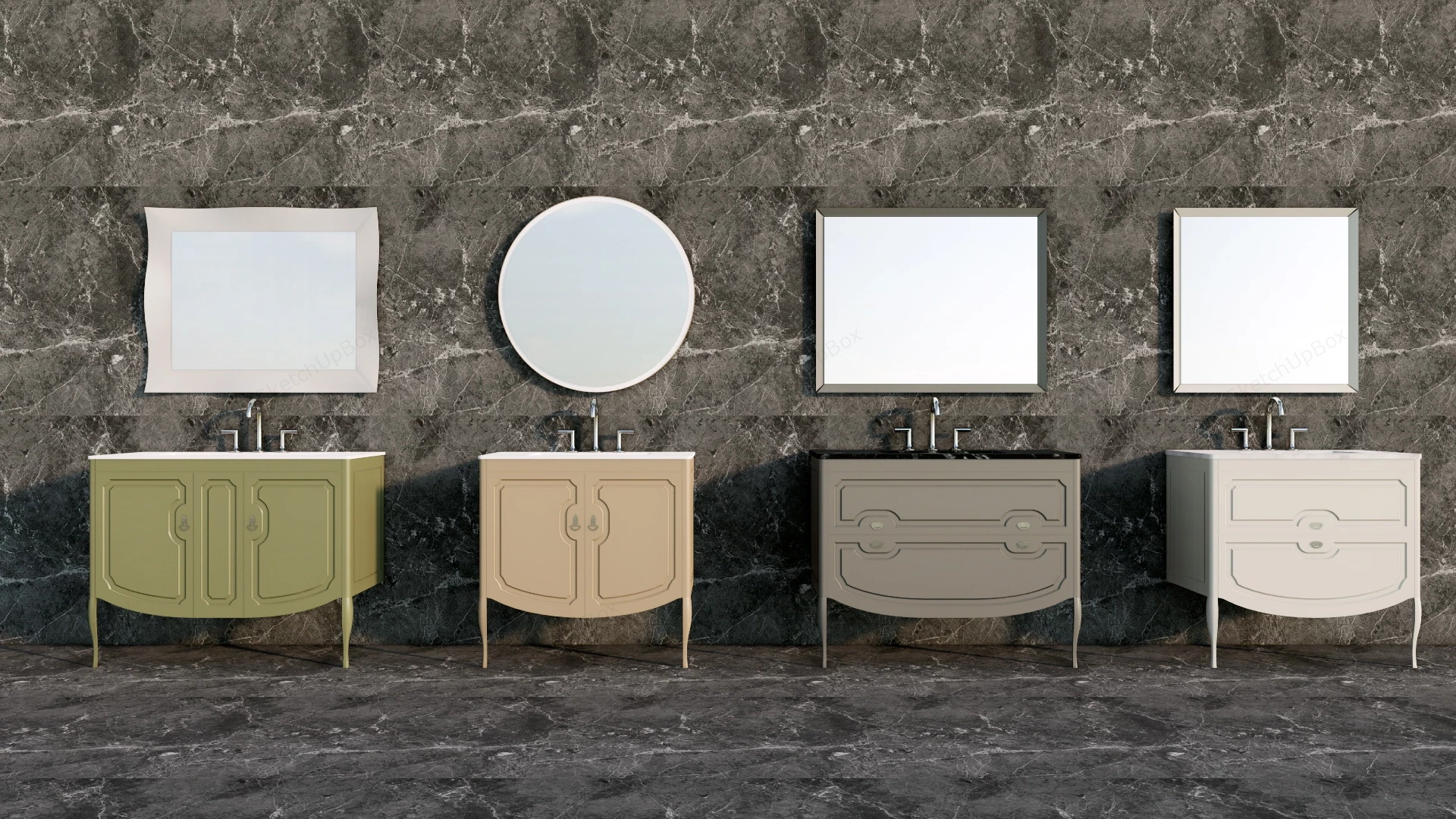 Single Sink Bathroom Vanities sketchup model preview - SketchupBox