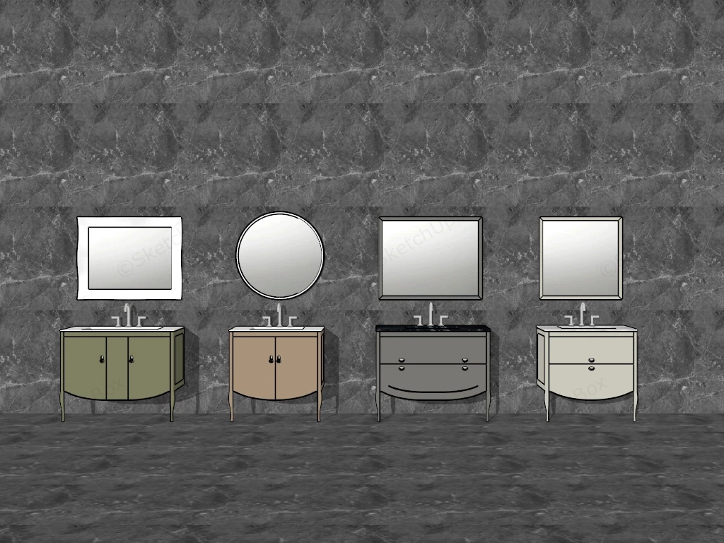 Single Sink Bathroom Vanities sketchup model preview - SketchupBox