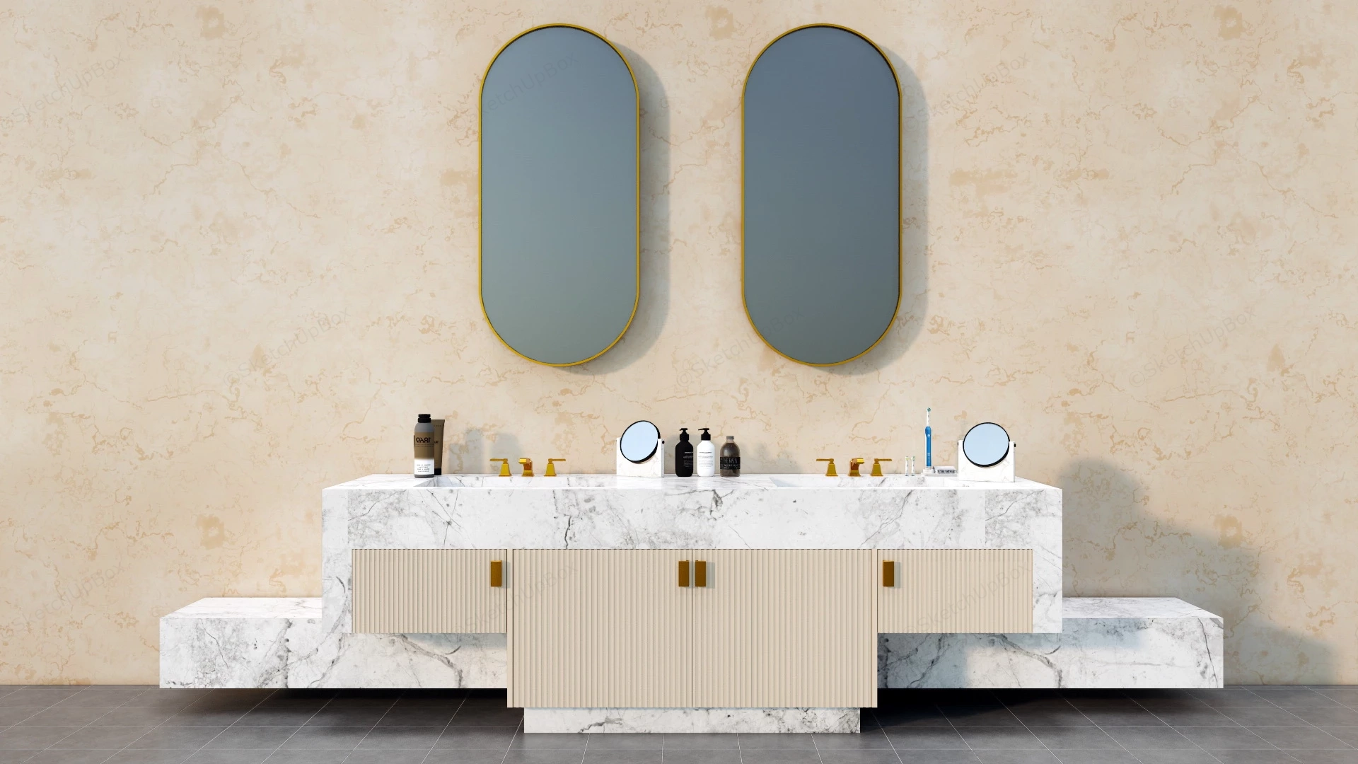 White Marble Bathroom Vanity sketchup model preview - SketchupBox