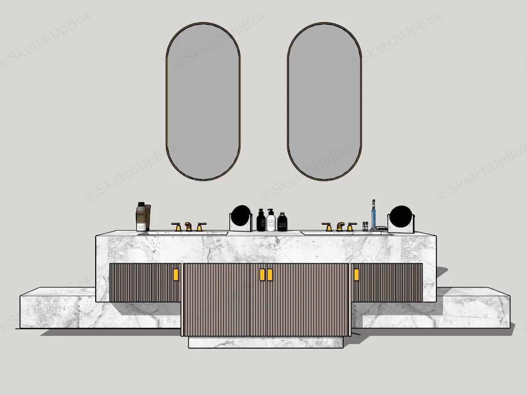 White Marble Bathroom Vanity sketchup model preview - SketchupBox