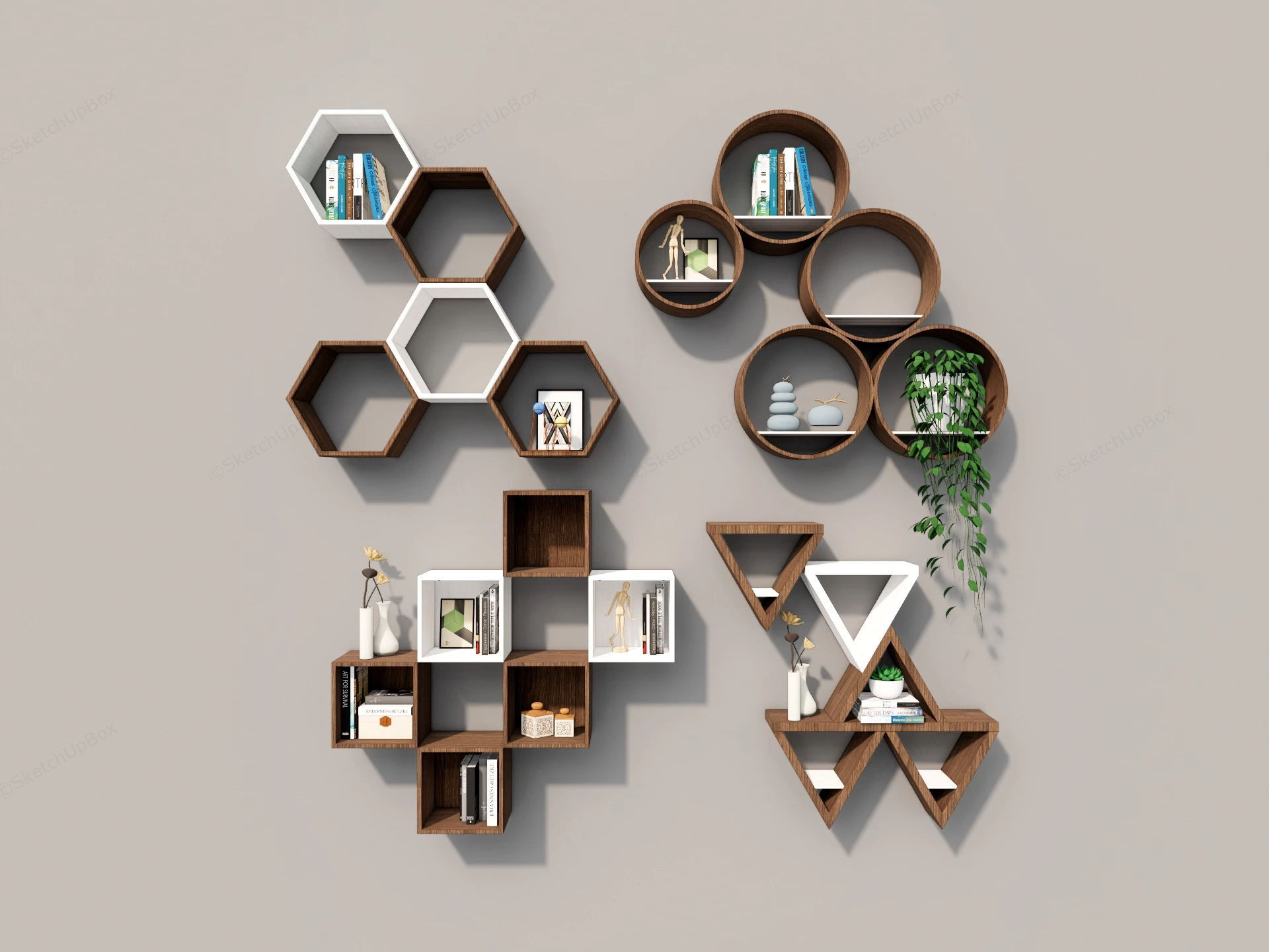 Wall Mounted Bookshelf sketchup model preview - SketchupBox