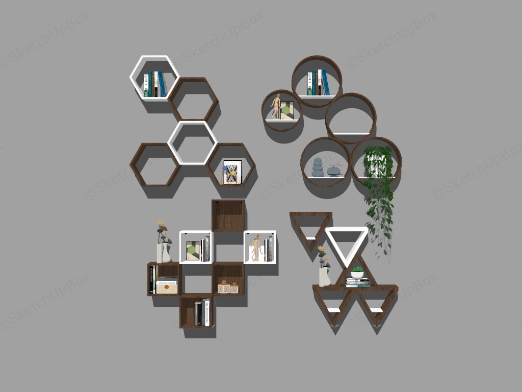 Wall Mounted Bookshelf sketchup model preview - SketchupBox