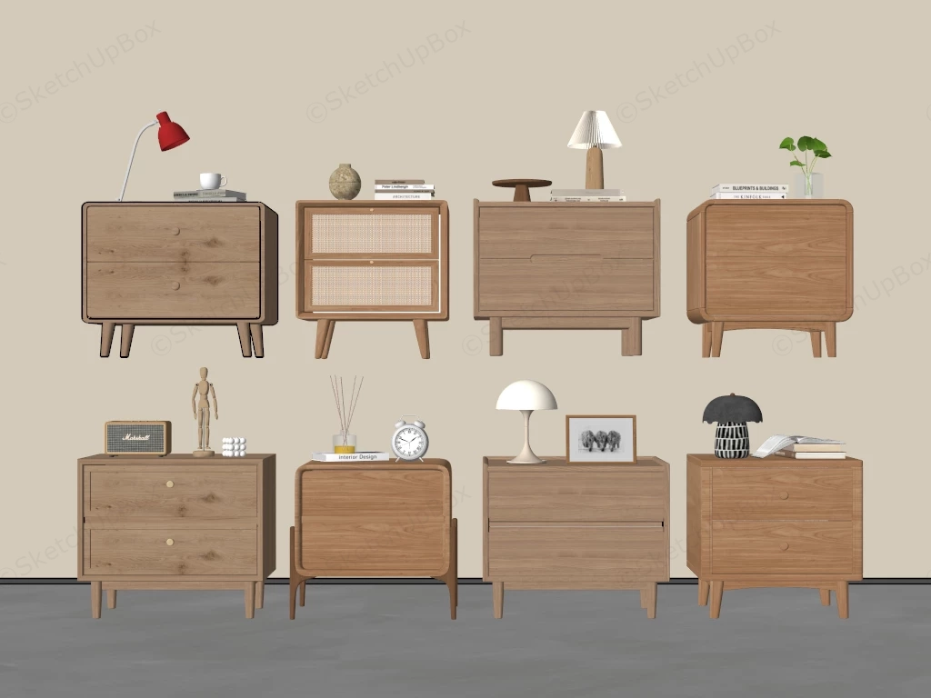 Modern Wooden Nightstands sketchup model preview - SketchupBox