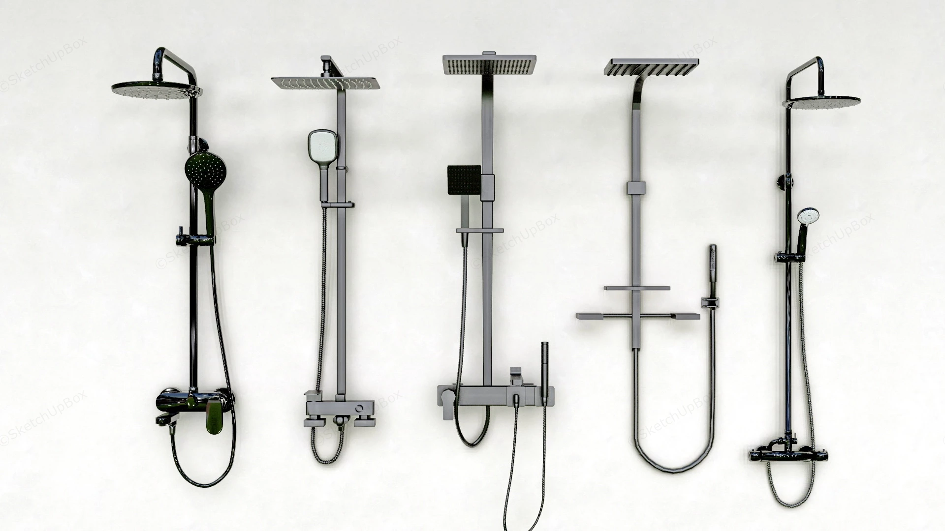 Modern Bathroom Shower Systems sketchup model preview - SketchupBox