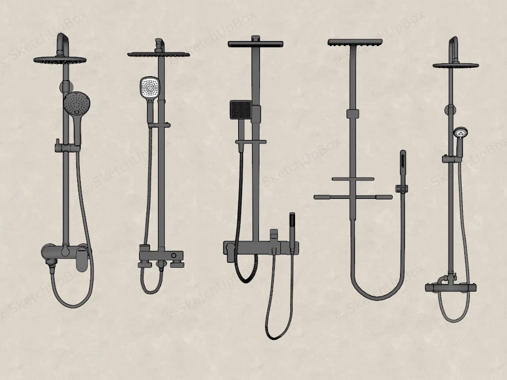 Modern Bathroom Shower Systems sketchup model preview - SketchupBox