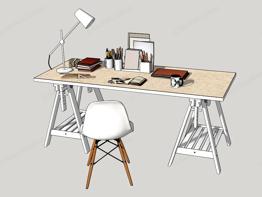 Minimalist Home Office Desk And Chair sketchup model preview - SketchupBox
