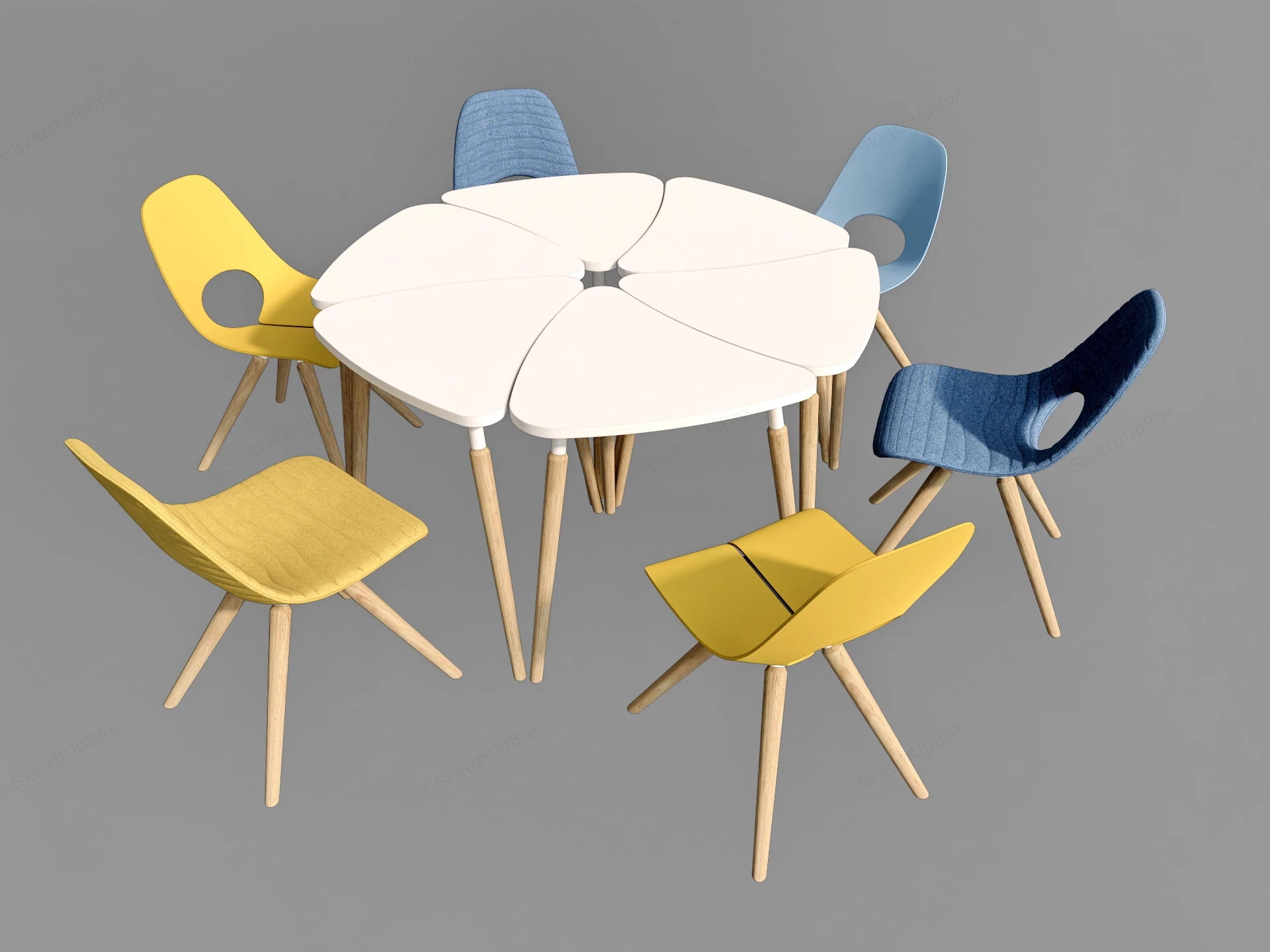 Office Meeting Table And Chairs Set sketchup model preview - SketchupBox