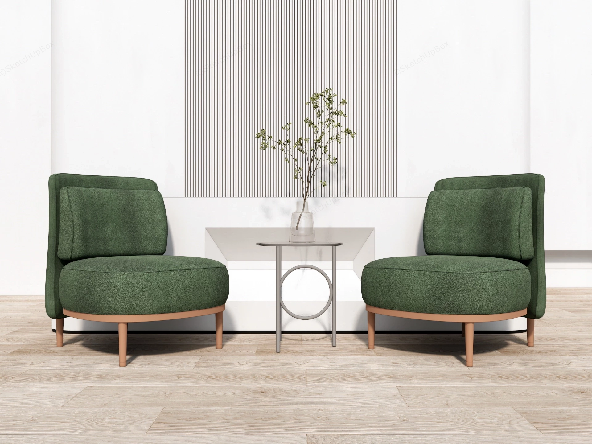 Elegant Modern Accent Chairs Set sketchup model preview - SketchupBox