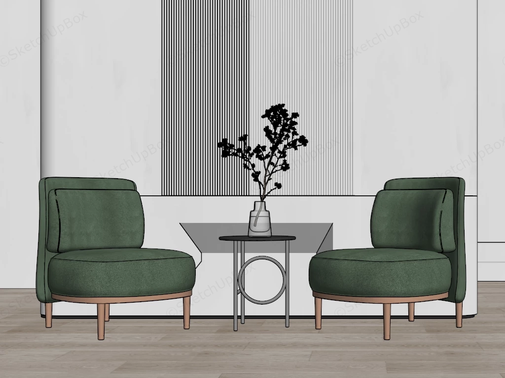 Elegant Modern Accent Chairs Set sketchup model preview - SketchupBox
