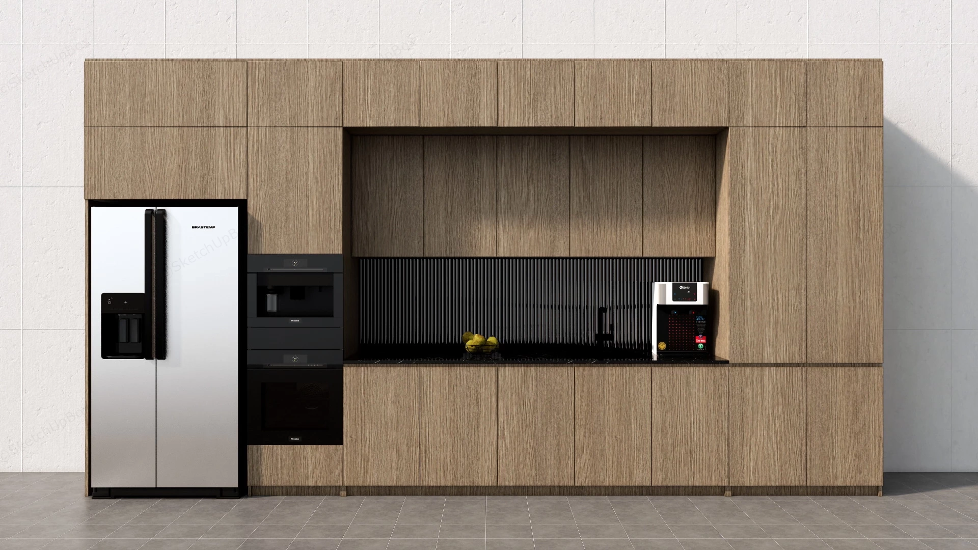 Kitchen Cabinets With Built In Fridge sketchup model preview - SketchupBox
