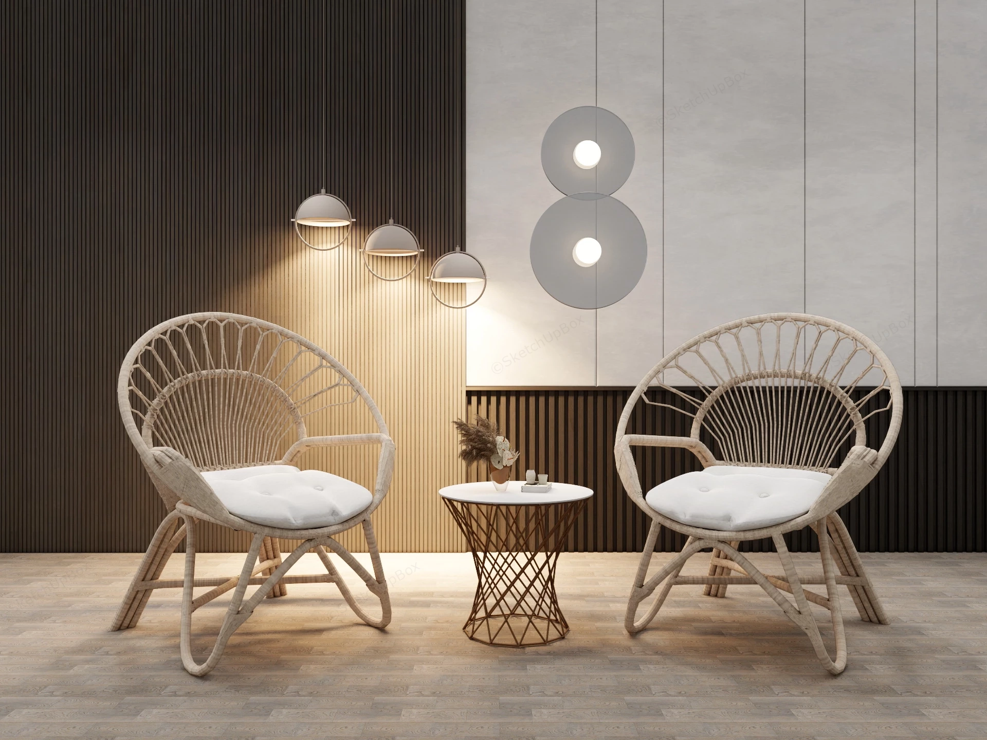 Living Room Wicker Accent Chairs sketchup model preview - SketchupBox