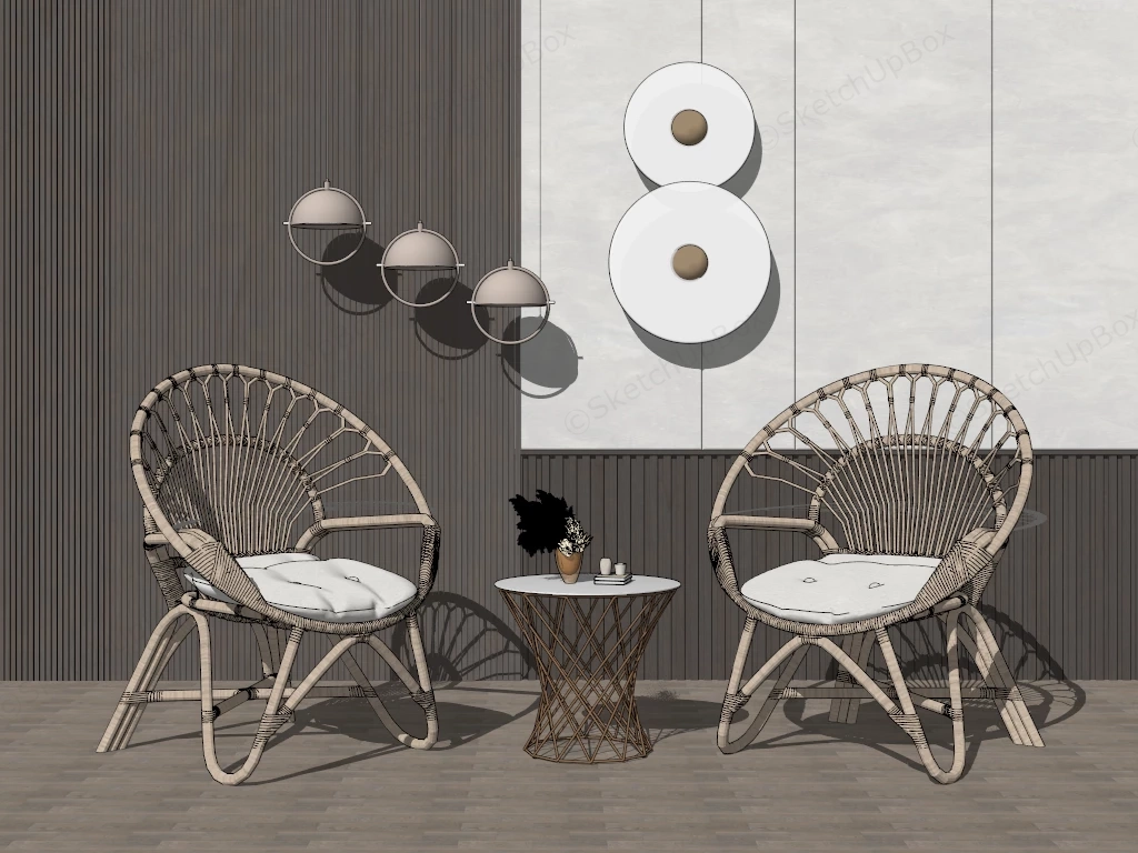 Living Room Wicker Accent Chairs sketchup model preview - SketchupBox