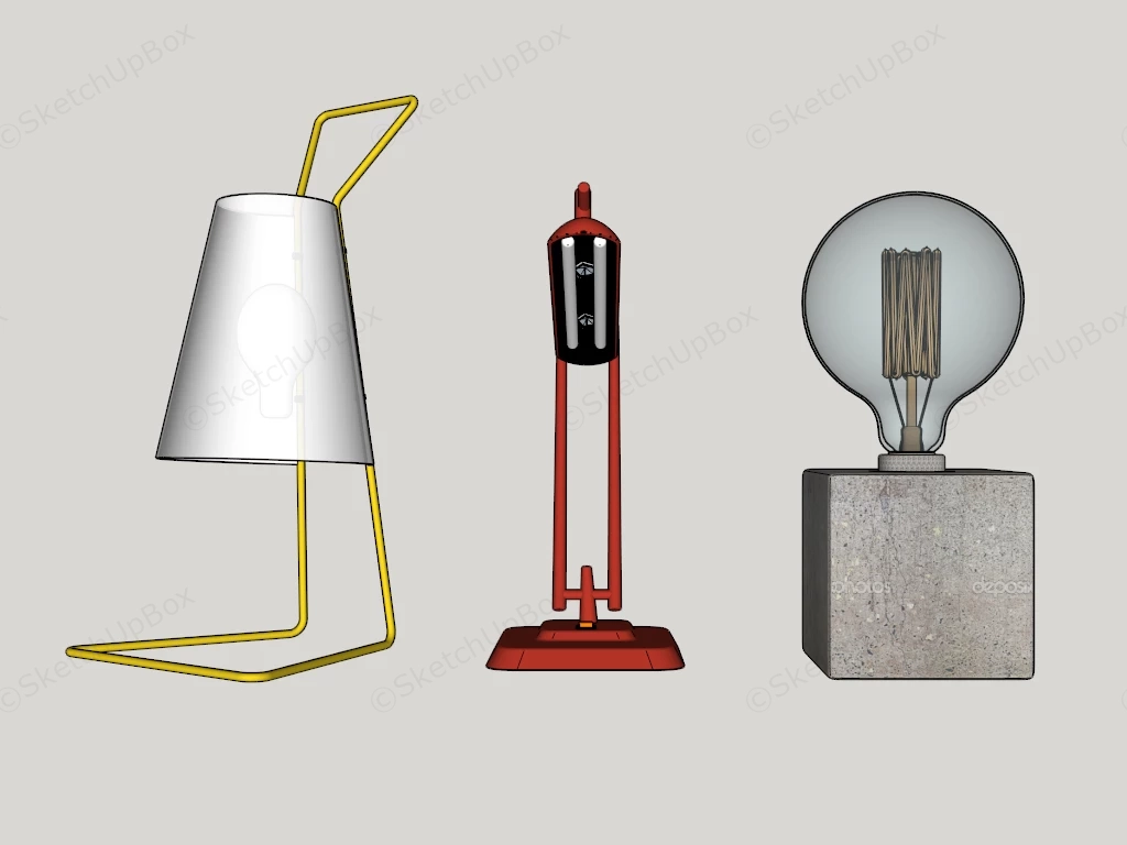 Modern Industrial Desk Lamps sketchup model preview - SketchupBox