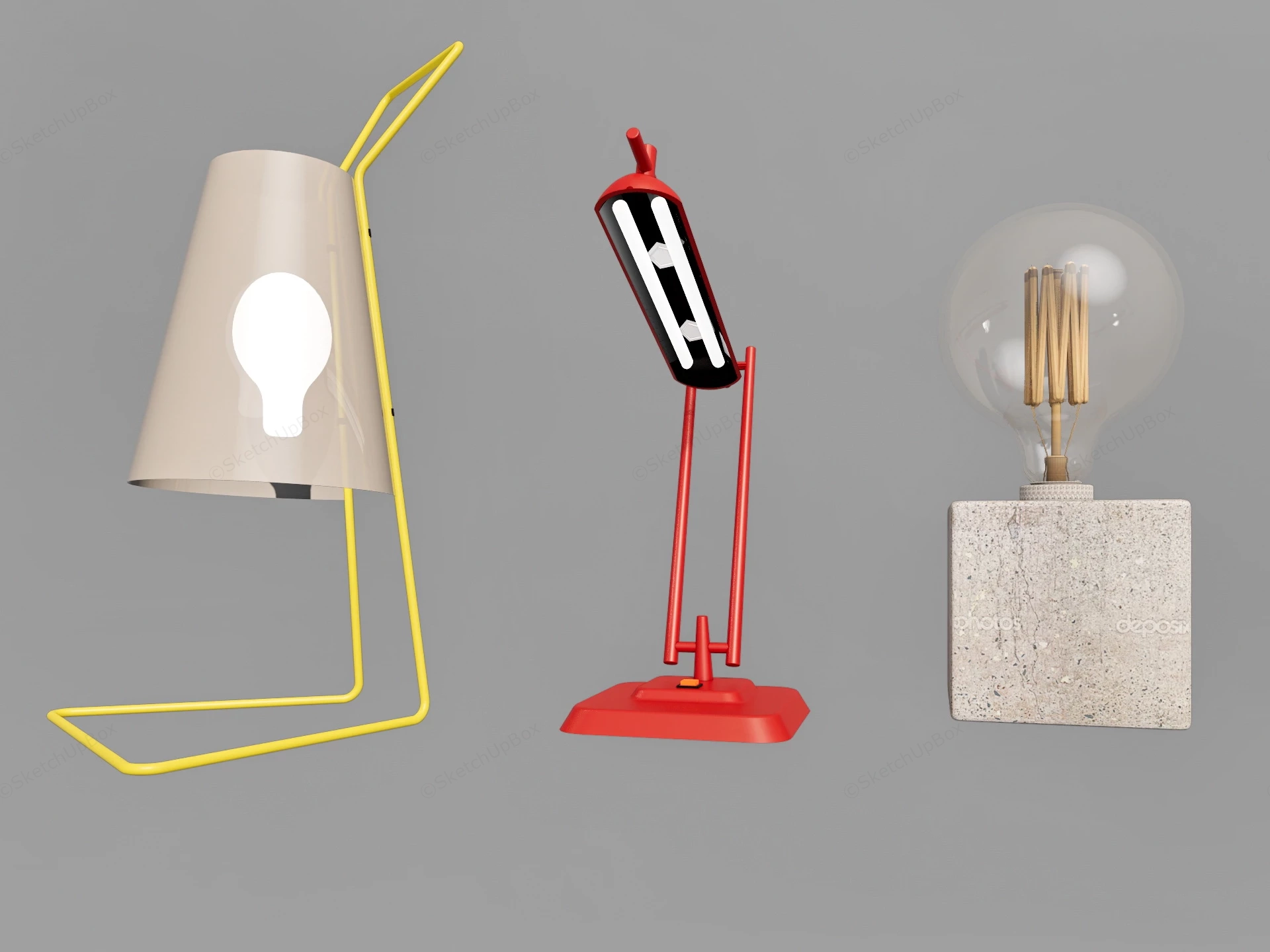 Modern Industrial Desk Lamps sketchup model preview - SketchupBox