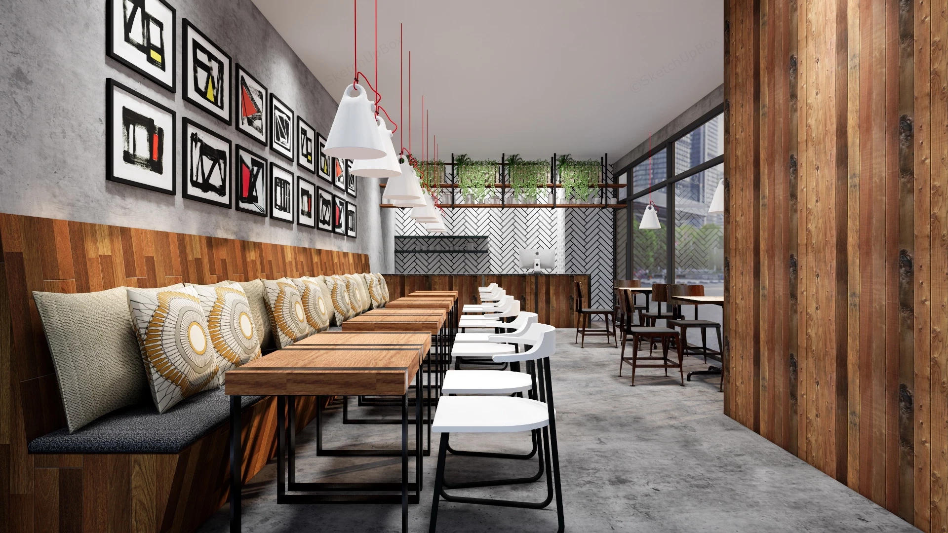 Vintage Industrial Coffee Shop sketchup model preview - SketchupBox