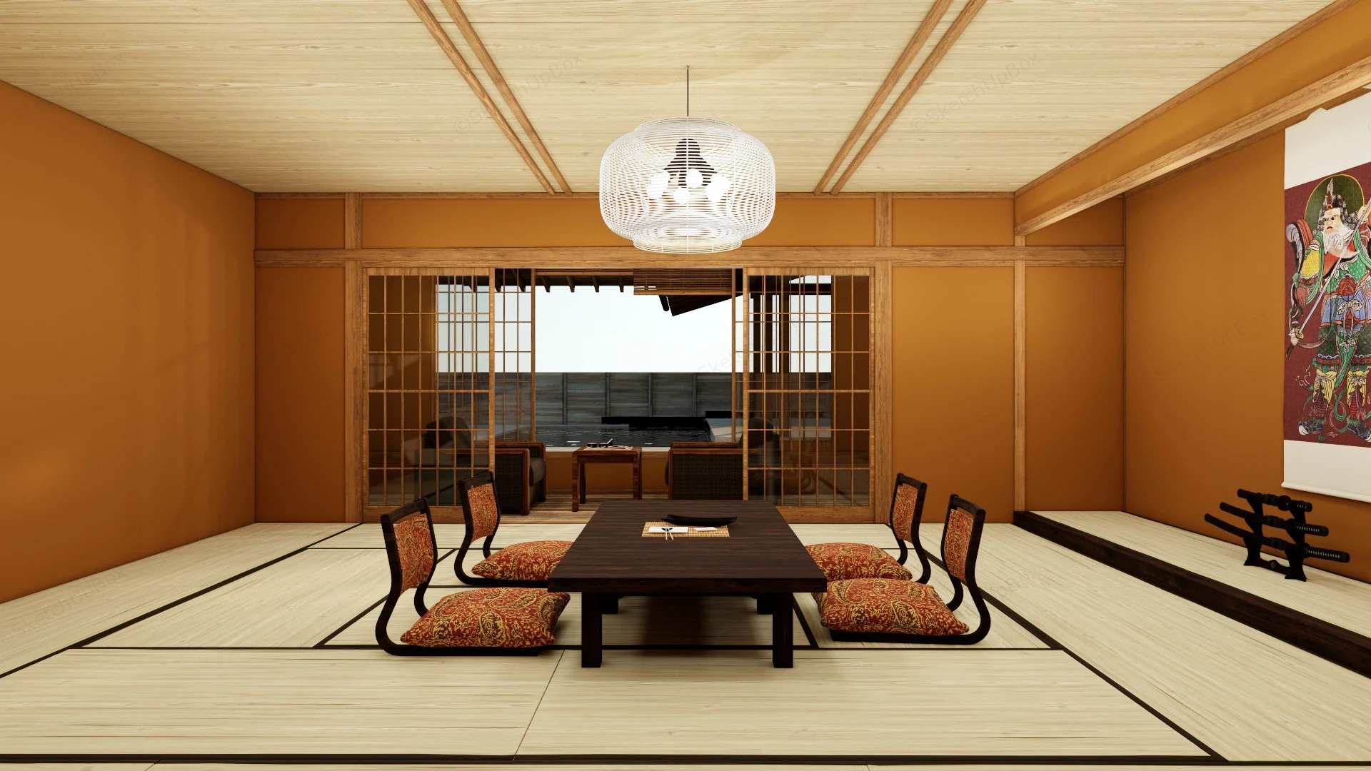 Traditional Japanese Dining Room sketchup model preview - SketchupBox