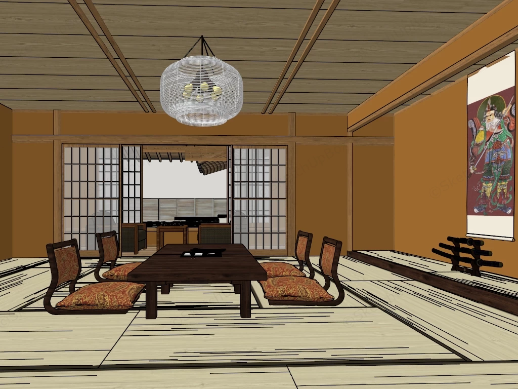 Traditional Japanese Dining Room sketchup model preview - SketchupBox