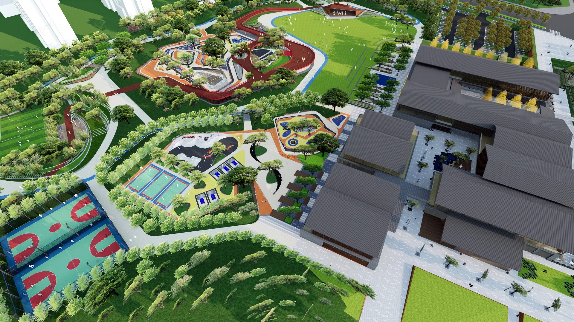 Community Center Design Plan sketchup model preview - SketchupBox