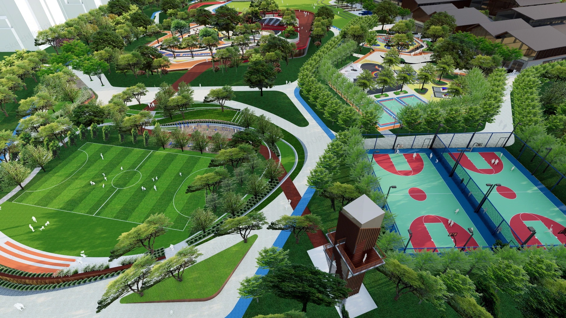 Community Center Design Plan sketchup model preview - SketchupBox