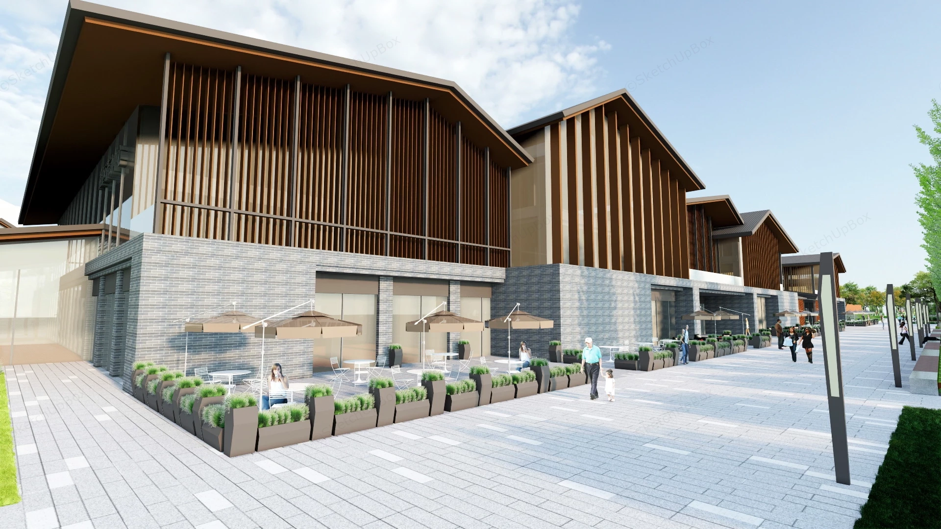 Community Center Design Plan sketchup model preview - SketchupBox