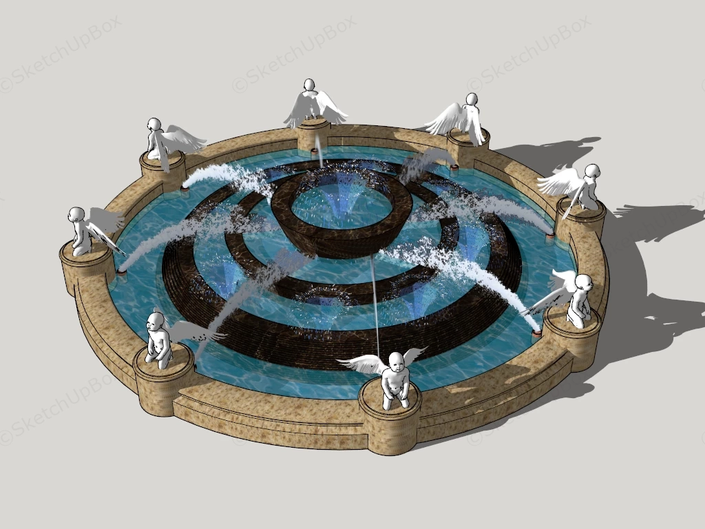 8 Cherubs Fountain sketchup model preview - SketchupBox