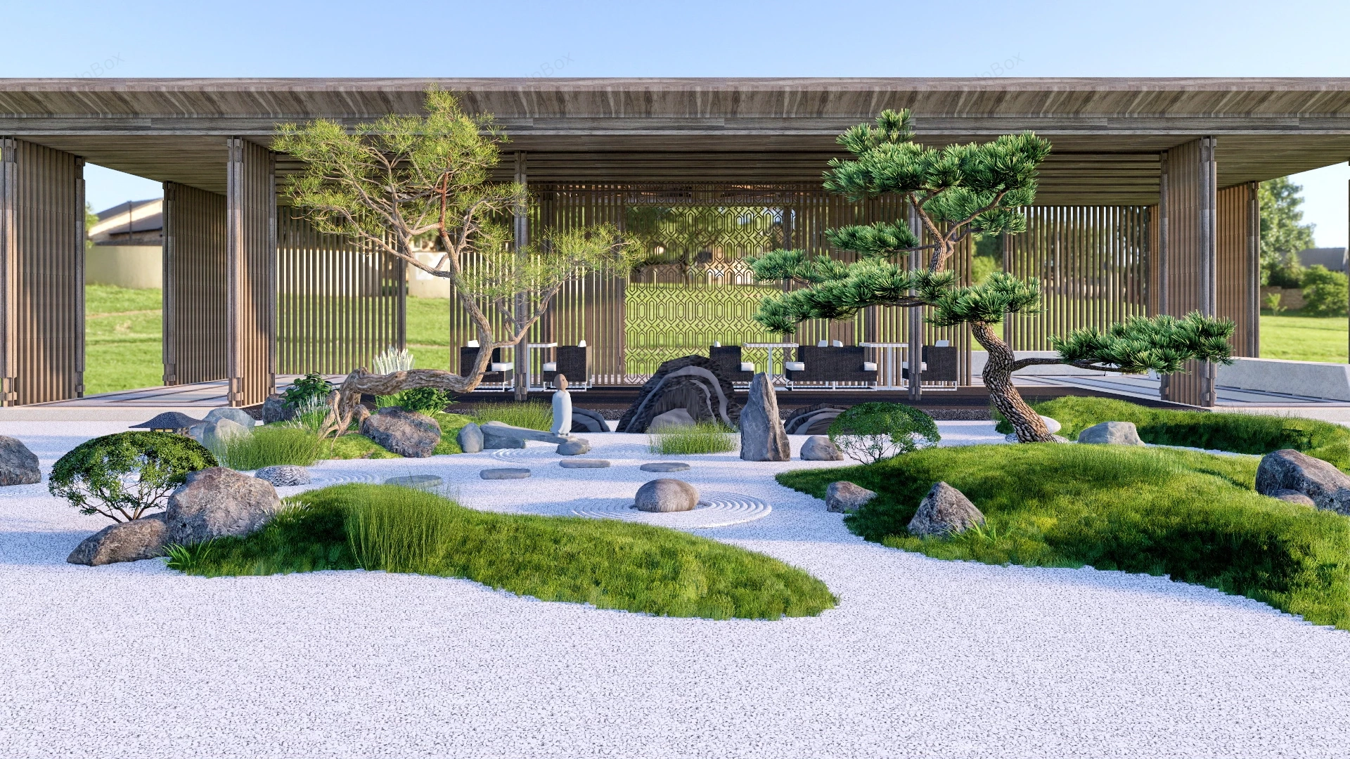 Japanese Zen Garden Design sketchup model preview - SketchupBox