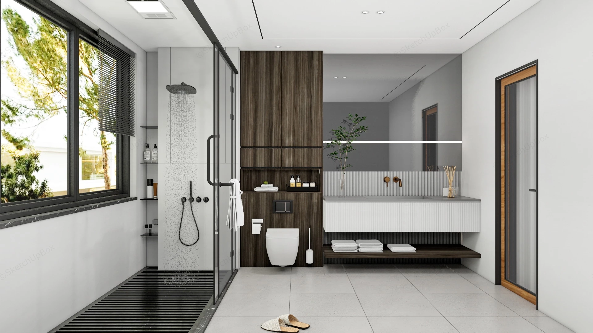 Light Grey Bathroom Design sketchup model preview - SketchupBox