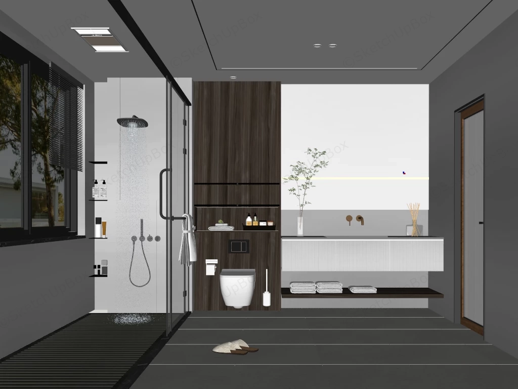 Light Grey Bathroom Design sketchup model preview - SketchupBox