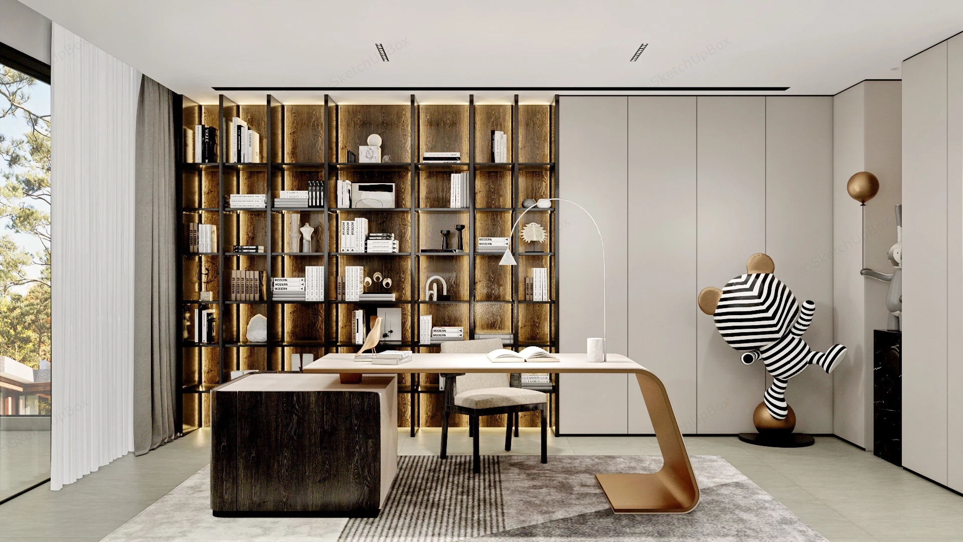 Cozy Home Office sketchup model preview - SketchupBox