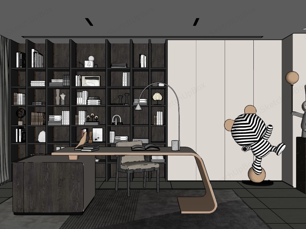 Cozy Home Office sketchup model preview - SketchupBox