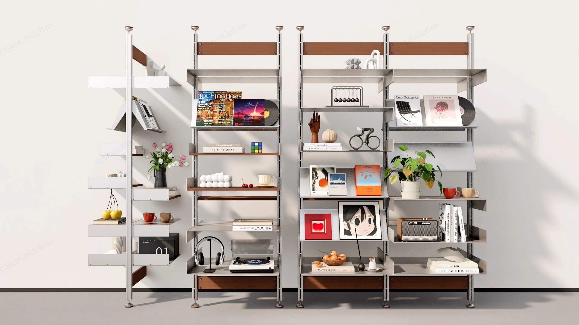 Adjustable Floor To Ceiling Bookshelves sketchup model preview - SketchupBox