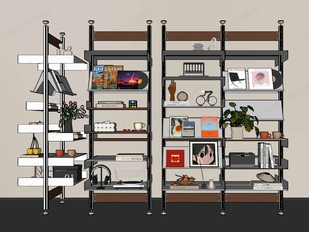 Adjustable Floor To Ceiling Bookshelves sketchup model preview - SketchupBox