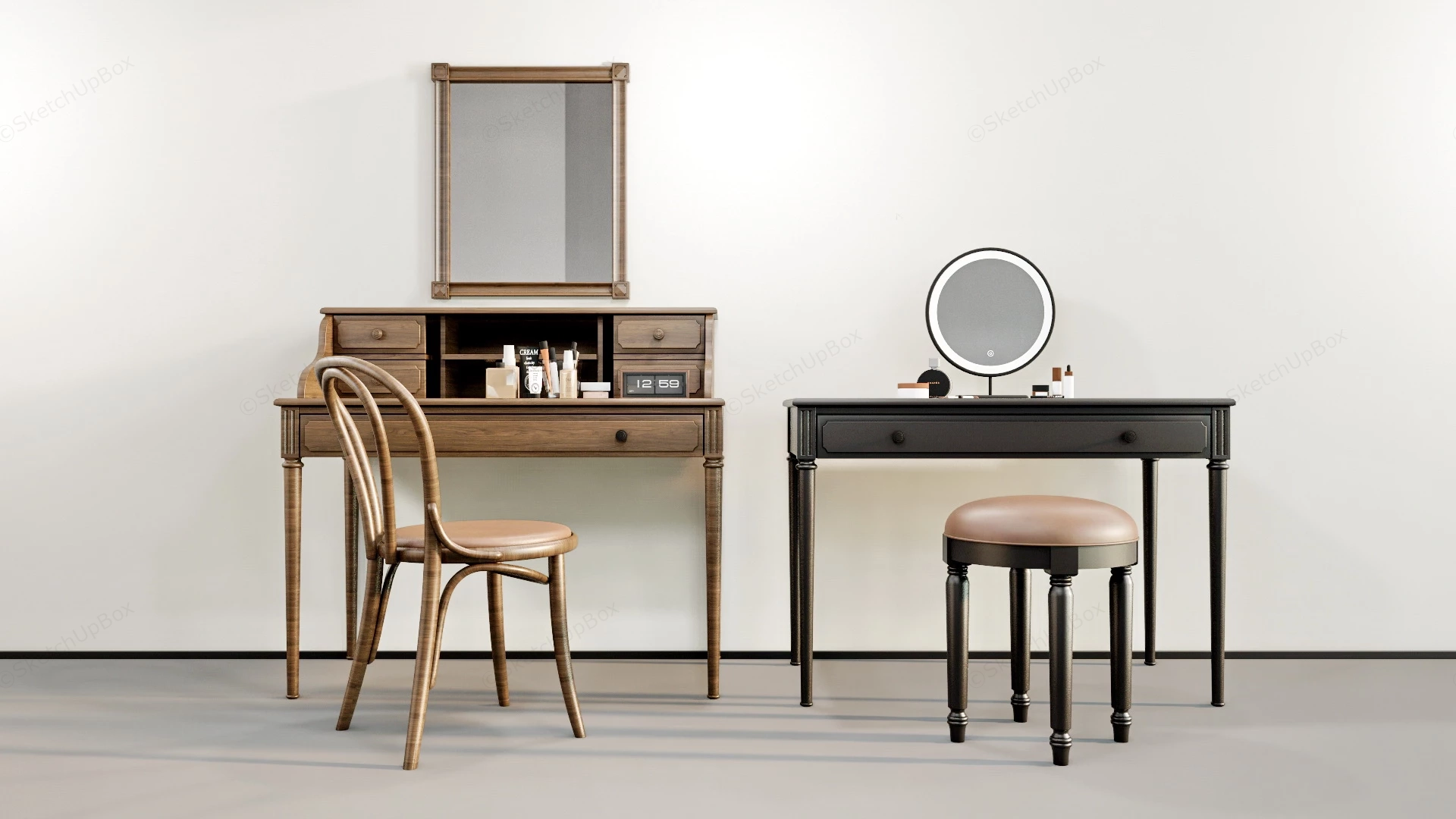 French Modern Makeup Vanity Tables sketchup model preview - SketchupBox