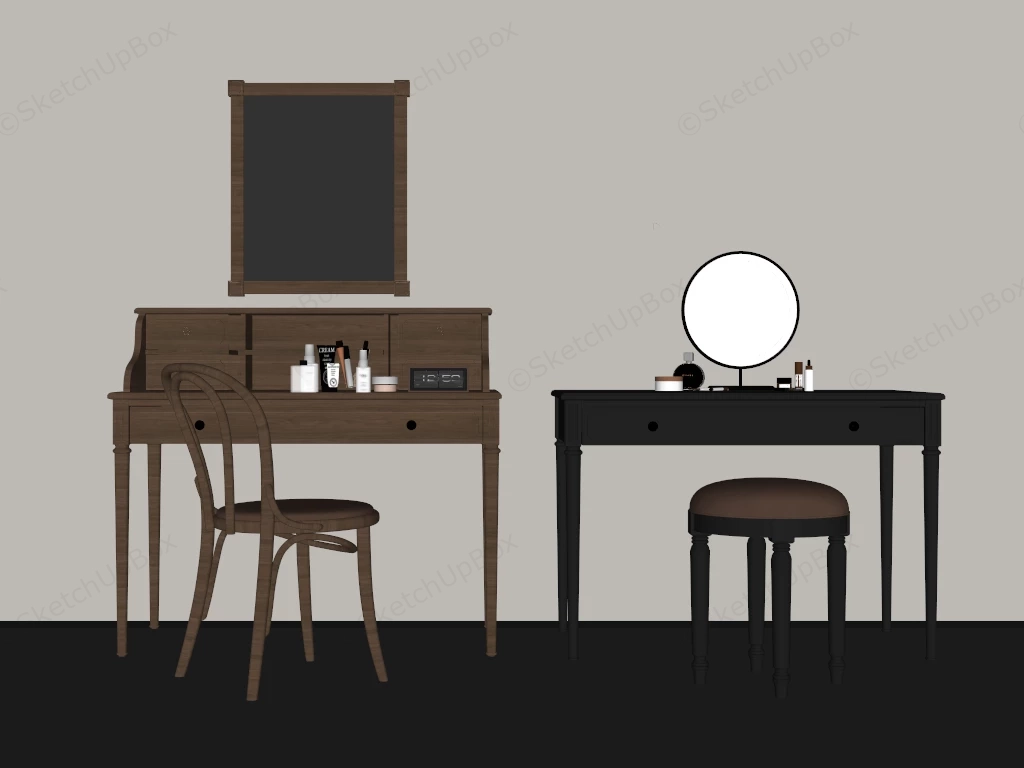 French Modern Makeup Vanity Tables sketchup model preview - SketchupBox