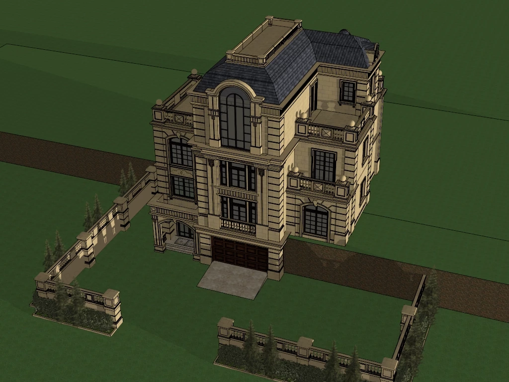 Modern Classical House sketchup model preview - SketchupBox